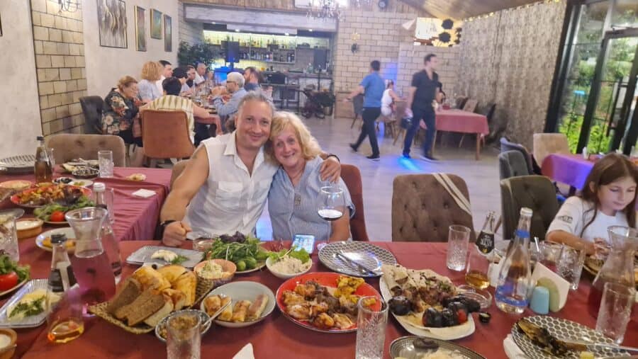 Karate expert Ramin Mammadzade and Nurit Greenger at Badami Restaurant