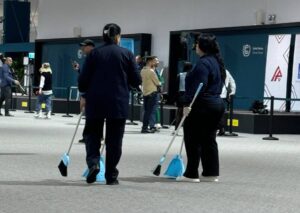 Spotless COP29 venue with the help of the cleaning ladies.